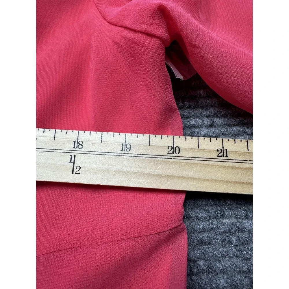 Eva Mendes NY & Co‎ Dress Womens 14 Pink Chiffon Swing Long Sleeve Keyhole